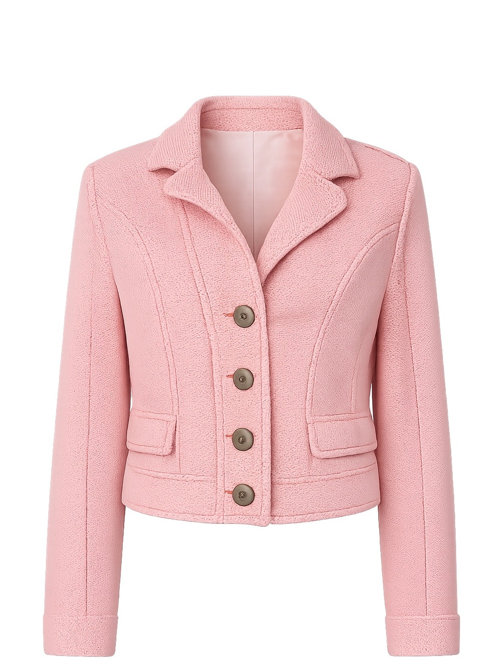 CAbi Coral Cream Textured Blazer Jacket Floral Lining Size M